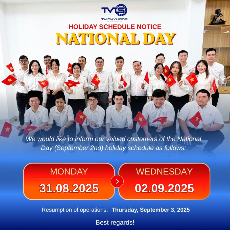 National Day (September 2nd) holiday schedule at TVTS Specify
